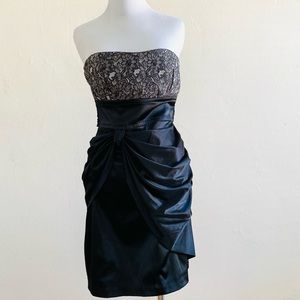 TEEZE ME BLACK COCKTAIL MINI DRESS SIZE 5 STRAPLESS WEDDING FORMALS